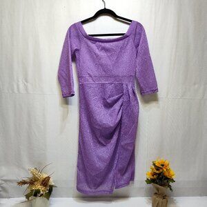 Off-Shoulder Evening Party Midi Bodycon Glitter Med Dress Elegant Sexy Side Slit